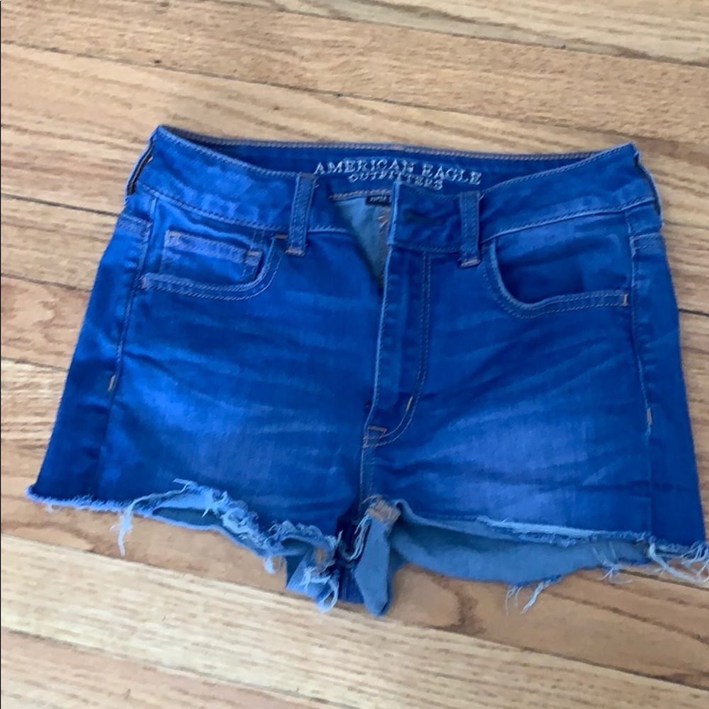 High waisted cut off denim shorts